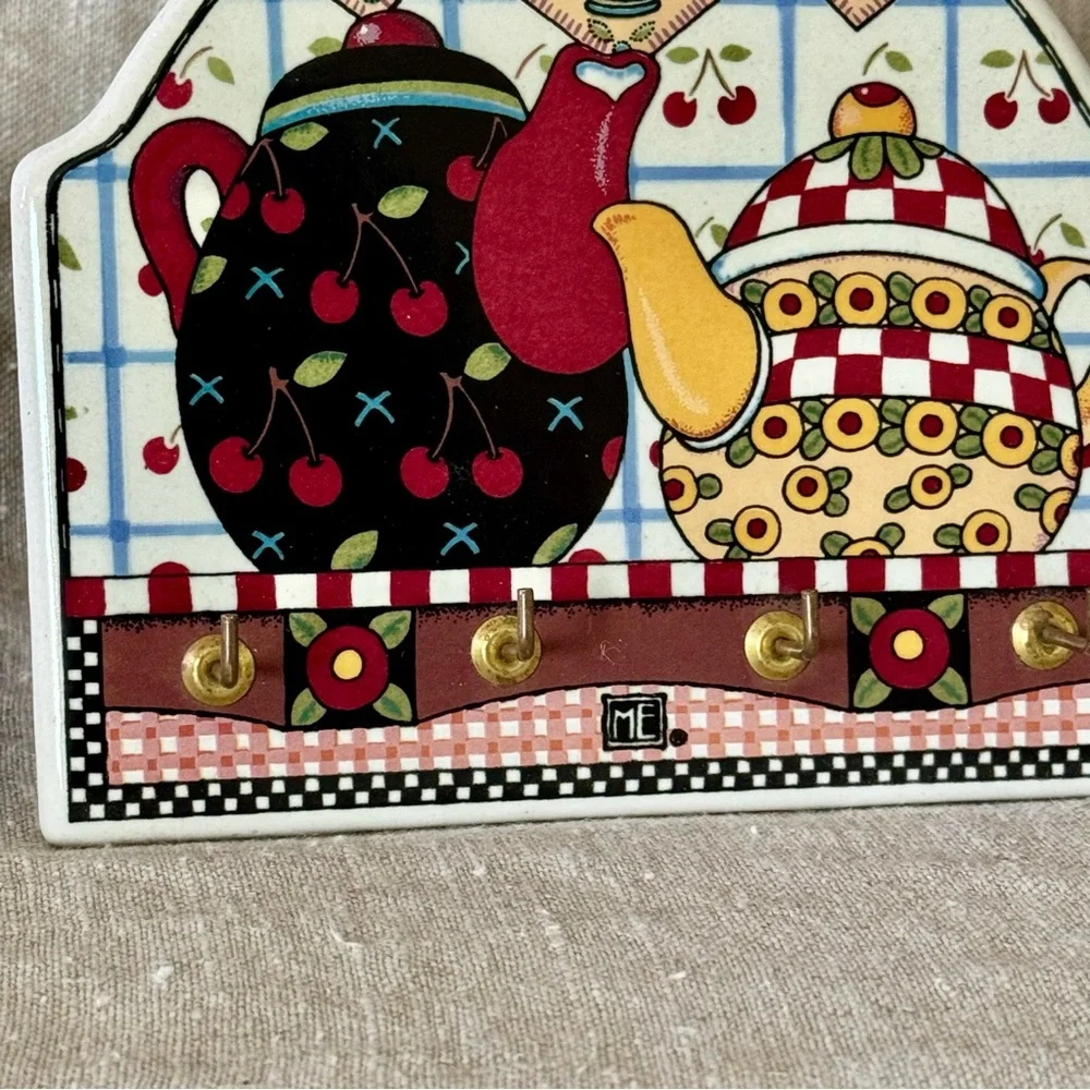 vintage Mary Engelbreit teapots ceramic key holder